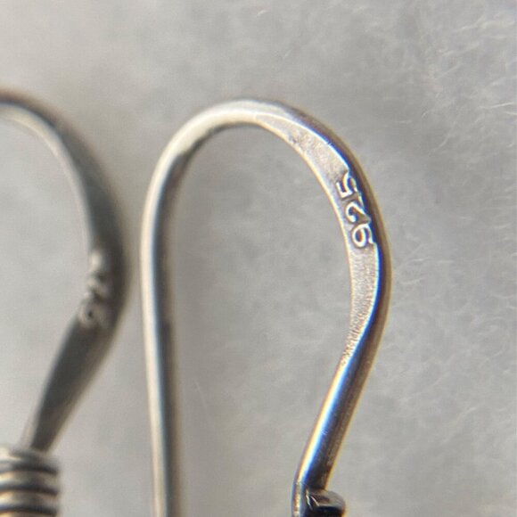 Sterling Silver 925 Dainty Abalone Elongated Dangle Drop Earrings - Picture 7 of 15